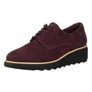 Clarks Burgundy Nubuck Sharon Noel Lace-Up Oxford